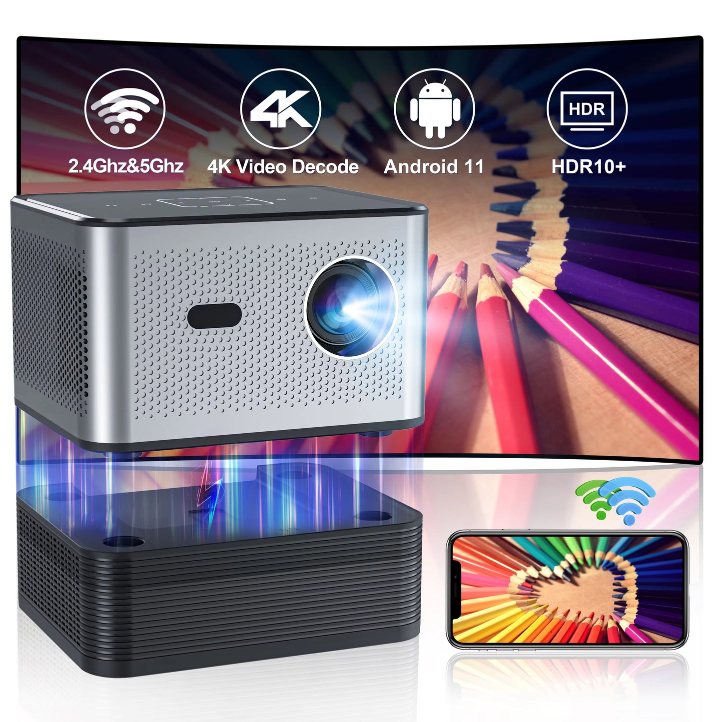 X3 MAX Android 11 WIFI LED 8K Video Full HD 720P Pocket Home Mini Theater 4K Projector with Battery