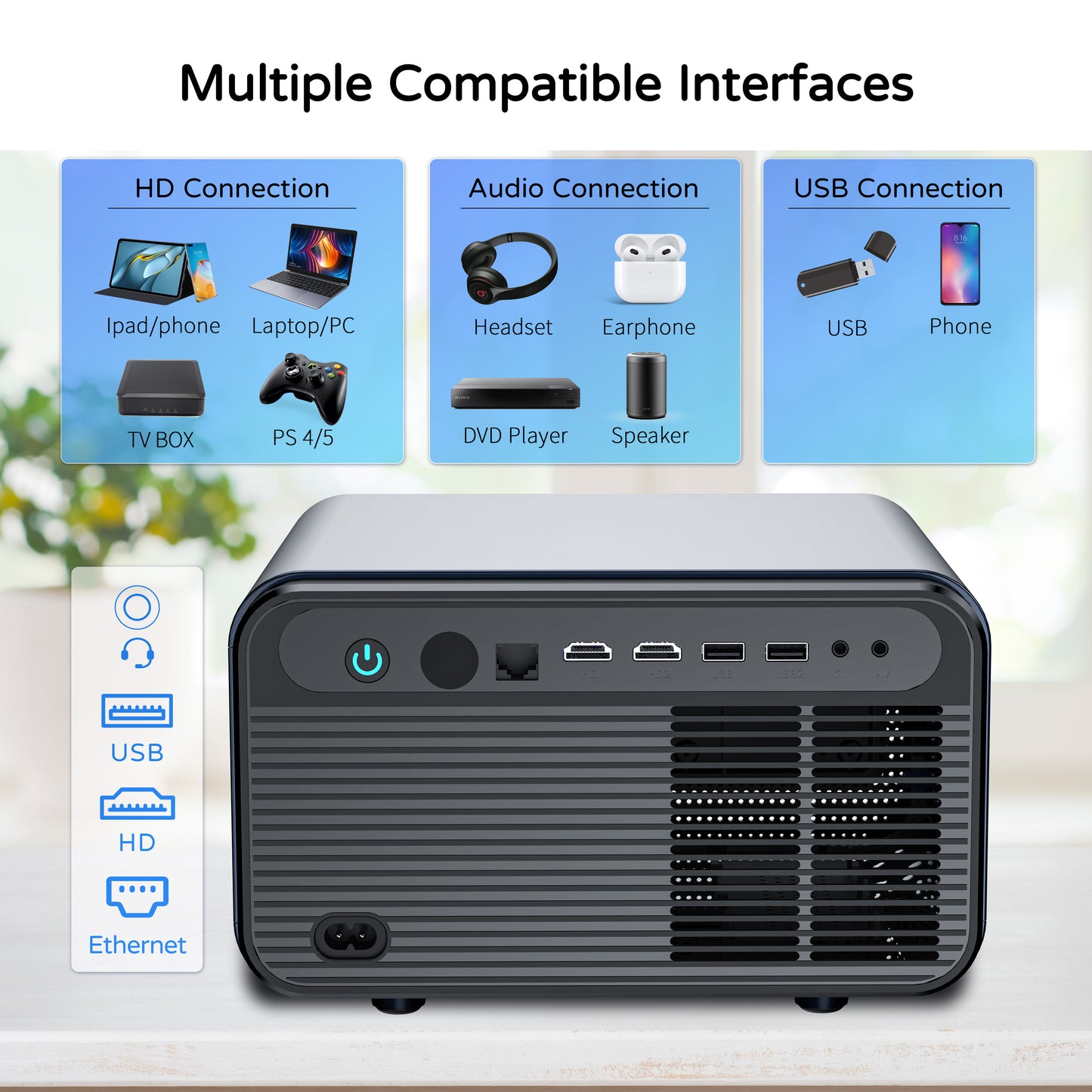 XNANO Performance HA110 1080P Projector with WiFi 6  Full HD 1000ANSI